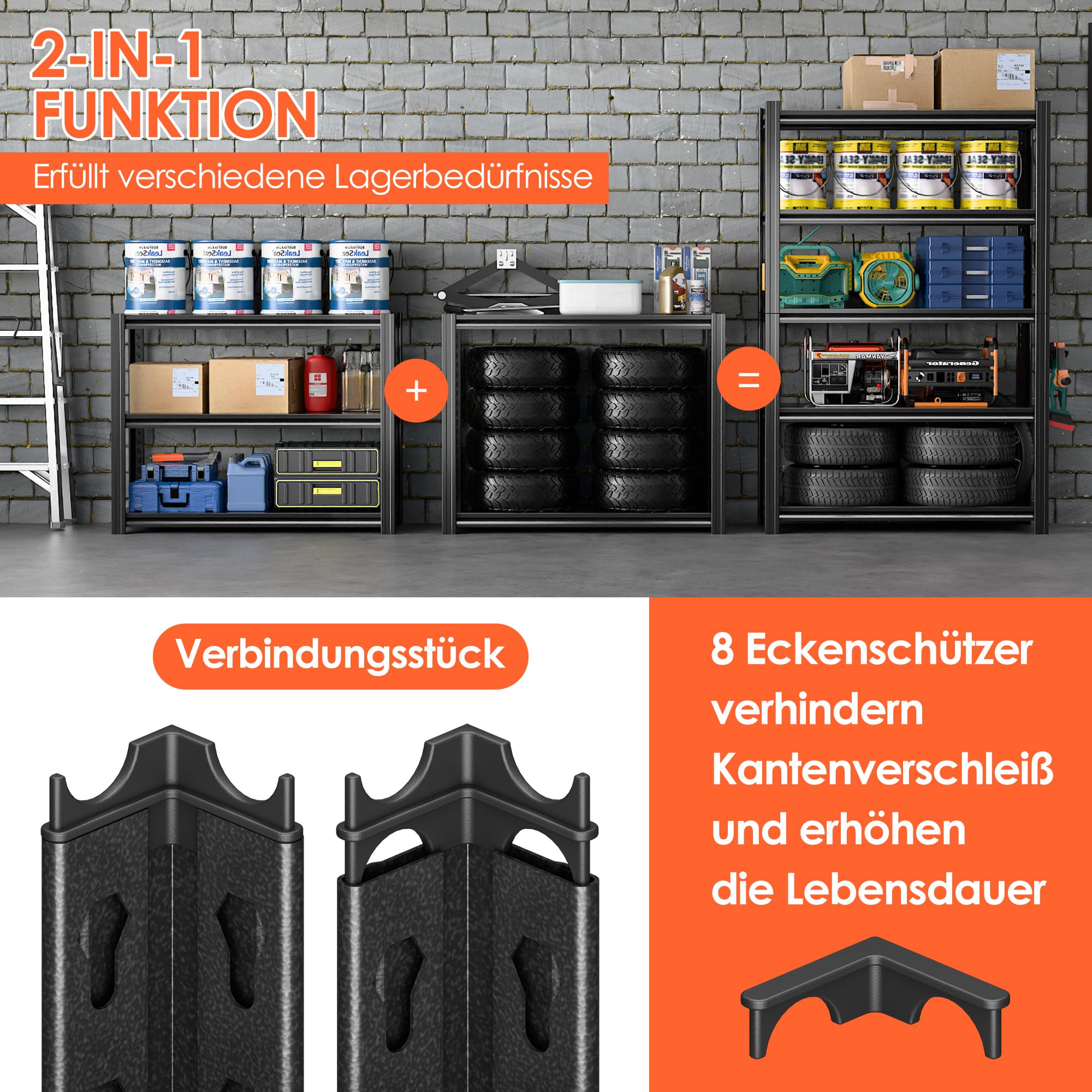 SUPEER Schwerlastregal Metall 183x90x40 cm mit 5 Verstellbaren Metallböden | Lagerregal für Keller & Werkstatt | Tragkraft bis 1000 kg | Schwarz ﻿ 2