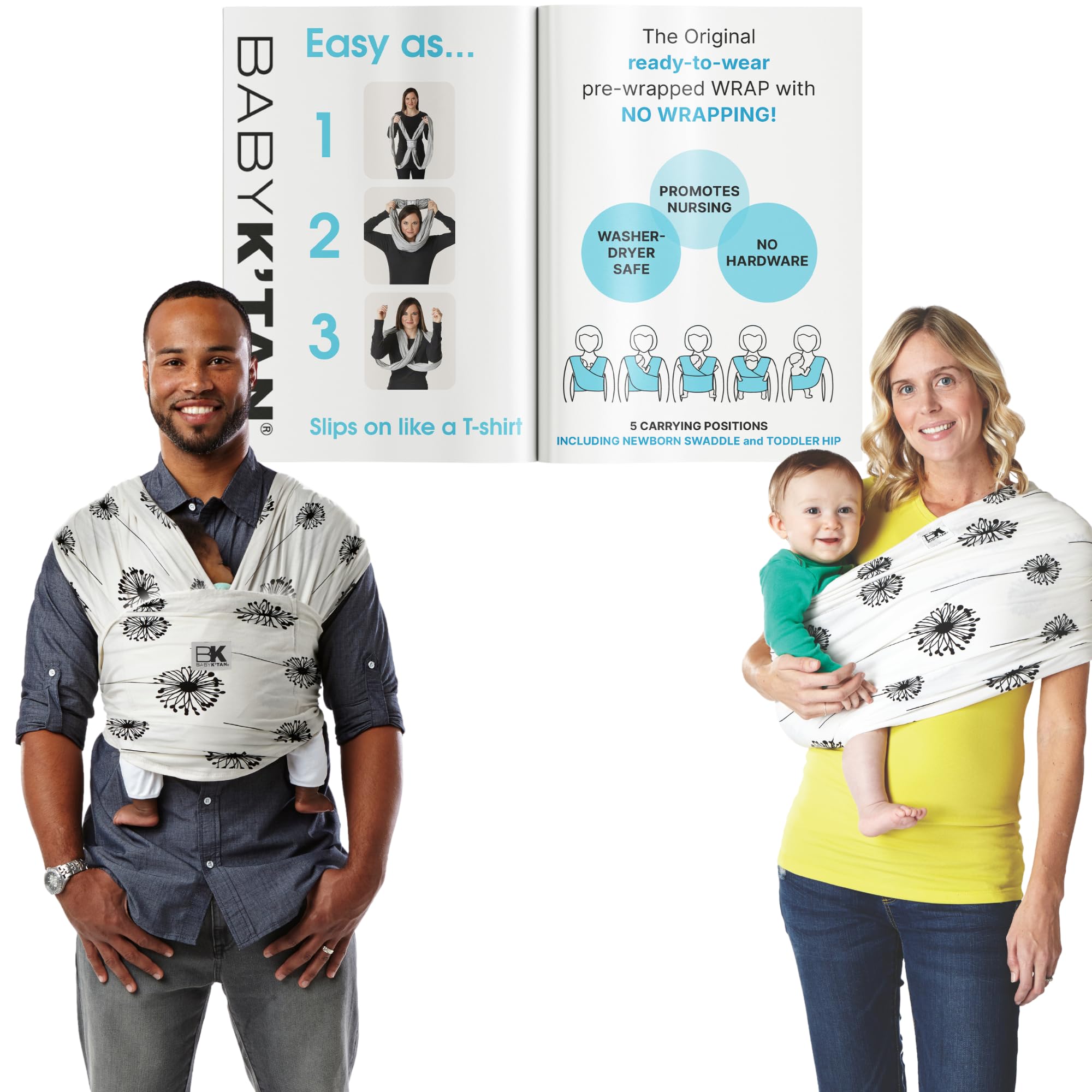 Original Baby K'tan Baby Carrier: #1 Easy Pre-Wrapped, Soft, Slip
