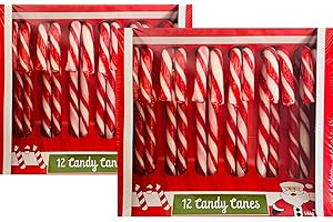 SARAH'S CANDY FACTORY Christmas Candy Canes 2 Pack (24 Pieces) Classic Red and White, Strawberry Flavor for Holiday Family Indulgement -Kosher Bulk Candy Canes Individually Wrapped for Kids and Adults, Great Candy Cane Gift Set