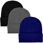 Gelante Unisex Knit Beanies, Cuffed Winter Hats, Multi-Pack | 100% acrylic • Soft & warm • Cuffed stretch fit • One size fits most • 12 in. unfolded / 9 in. folded
