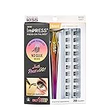 KISS imPRESS Falsies False Eyelashes, Lash Clusters, Natural', 12 mm, Includes 20 Clusters, 1 applicator, Contact Lens Friend