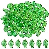 30 PCS Glass Leaf Beads, Leaf Crystal Glass Spacer Beads Leafs Shape Spacer Crystal Bead Ab Color Leaves Crystals Bead, Leafs Glass-Bead for Jewelry Making DIY Necklace Bracelet Earring Grass Green