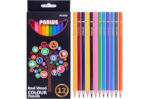 PABLUE Colored Pencils, Premium Soft Core, 12 Professional Colored Pencil for Adults,school and Coloring Book, Artist Drawing Pencils with a Water Color Brush Gift for Blending, Sketching, Shading