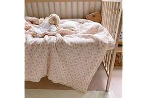 BuLuTu Crib Quilted Blankets Muslin Baby Blanket Toddler Quilt Super Soft Lightweight Kids Comforter Reversible Toddler Blanket for Stroller Travel, Galsang Pattern, 47"x59"