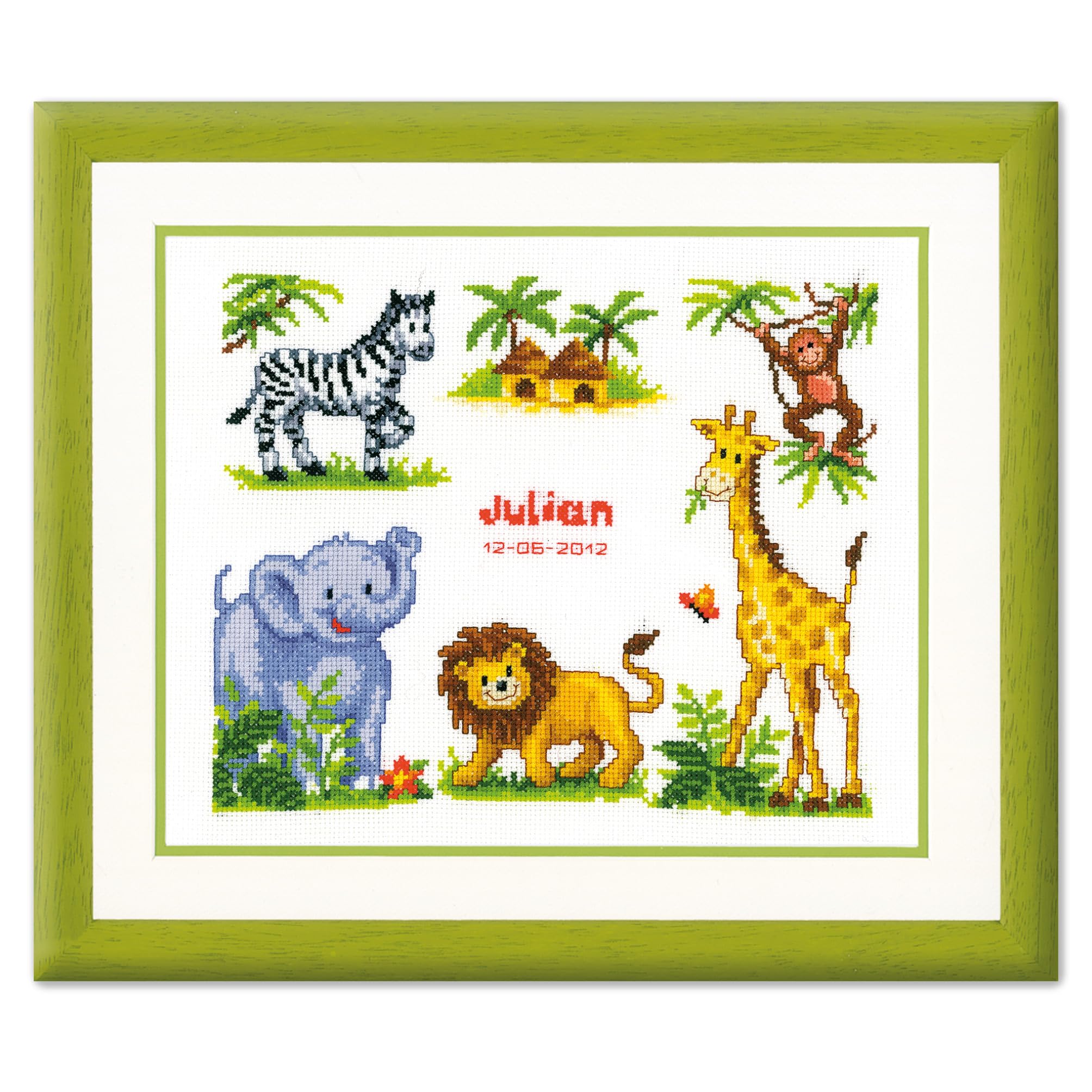 Vervaco Birth Record Zoo Animals Counted Cross Stitch Kit, Multi-Colour — image 1