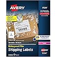 Avery Waterproof Printable Shipping Labels with Sure Feed, 3-1/3" x 4", White, 300 Blank Mailing Labels (5524)