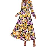 PRETTYGARDEN Womens 2026 Fall Fashion Clothing Boho Maxi Dresses Floral Long Sleeve Flowy Elegant Wedding Guest Holiday Dress