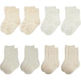 Freshpairs Baby Socks 8-Pack, Infant to Toddler Crew Socks, Soft Breathable Cotton, Reinforced Toe & Easy-On Design