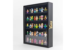 Matterkids Minifigure Display Case, Lego Building Block Toy Miniature Action Figure Display Case for Lego Mini figure Display Case Minifig Display Case Mini Figure Display Cabinet, Number Lock (Black)