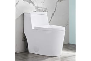 DEER VALLEY DeerValley DV-1F52636 Prism Modern Comfortable Seat Height Dual Flush Elongated One-Piece Toilet with Soft Closing Seat, High-Efficiency Supply, Luxury White Contemporary Ceramic (White)