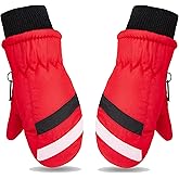 CLeemuziN Kids Stripe Thicken Snow Mittens Glove for Toddler Winter Warm Ski Gloves for 2-5T Baby Boys Girls