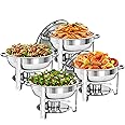 Chafing Dish Buffet Set 5 Qt Stainless Steel Food Warmer Chafers for Catering, Parties with Water Pan, Fuel Holder, Catering Buffet Servers and Warmers 4 Silver