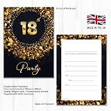 Olivia Samuel 20 Black & Gold 18th Birthday Invitations with Envelopes view 2