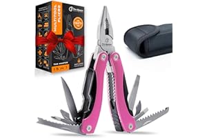 PRO-MASTER SMART & SIMPLE Pink Multitool 15-in-1 for Mom, Wife, Daughter, Grandma, Practical EDC Multi Tool Pliers, Pocket Knife with Safety-Locking, Great for Hiking, Camping, Simple Repairs, Car Glove Box