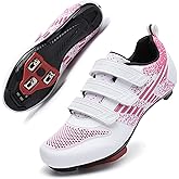 Unisex Road Bike Cycling Shoes Compatible with Peloton Shimano SPD Bike Riding Shoes for Men Women, 3 Straps, Pre-Installed Delta Cleats for Indoor Outdoor Cycling Biking