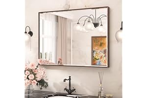 TETOTE Oil Rubbed Bronze Bathroom Mirror Beveled Frame Vanity Mirror 40 x 30 Inch, Shatterproof Tempered Glass for Modern Bed