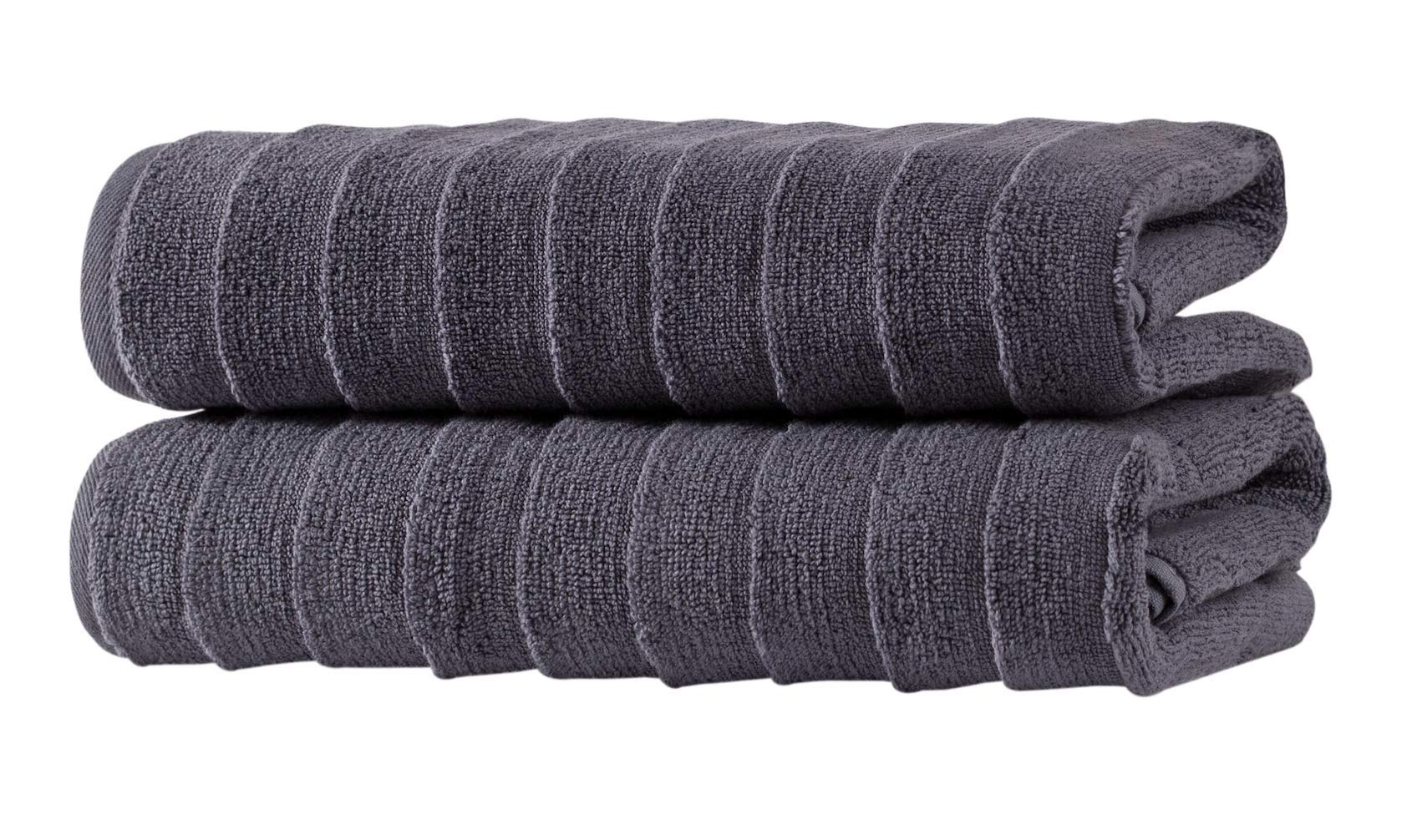BAGNO MILANOTurkish Bath Towels Set - 100% Cotton Towels Velvety Soft & Ultra-Absorbent (Grey, 2 pcs Bath Towel Set)