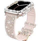 Goton Bling Silicone Band Case Compatible for Apple Watch 40mm with Edge Protector Cover[No Glass], Strap Color Changes with Angle for iWatch SE 3/2/1 Series 6 5 4