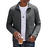 COOFANDY Men's Lightweight Varsity Jacket Casual Bomber Jackets Waffle Zip Up Sweatshirts with Pocket