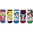 Sailor Moon Girls Lowcut Socks (5 Pair) - Women's Cosplay No Show Socks - Fits Shoe Size: 4-10 (Ladies)