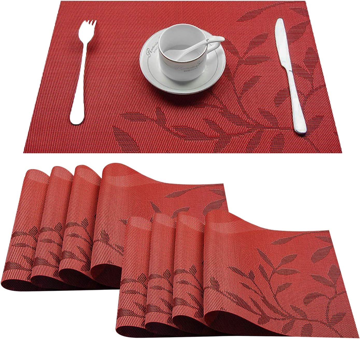 Top Finel Placemats,Plastic Table Mats Set of 8,Heat Resistant Washable