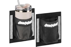 QualyQualy Self-Adhesive Boat Cup Holder, 2-Pack Boat Organizers and Storage Bag, 6.5"x7.5" Boat Caddy with Strong Adhesive, Securely Holds Large Drink Bottles (3.3" In Dia), Cell Phone, Tools