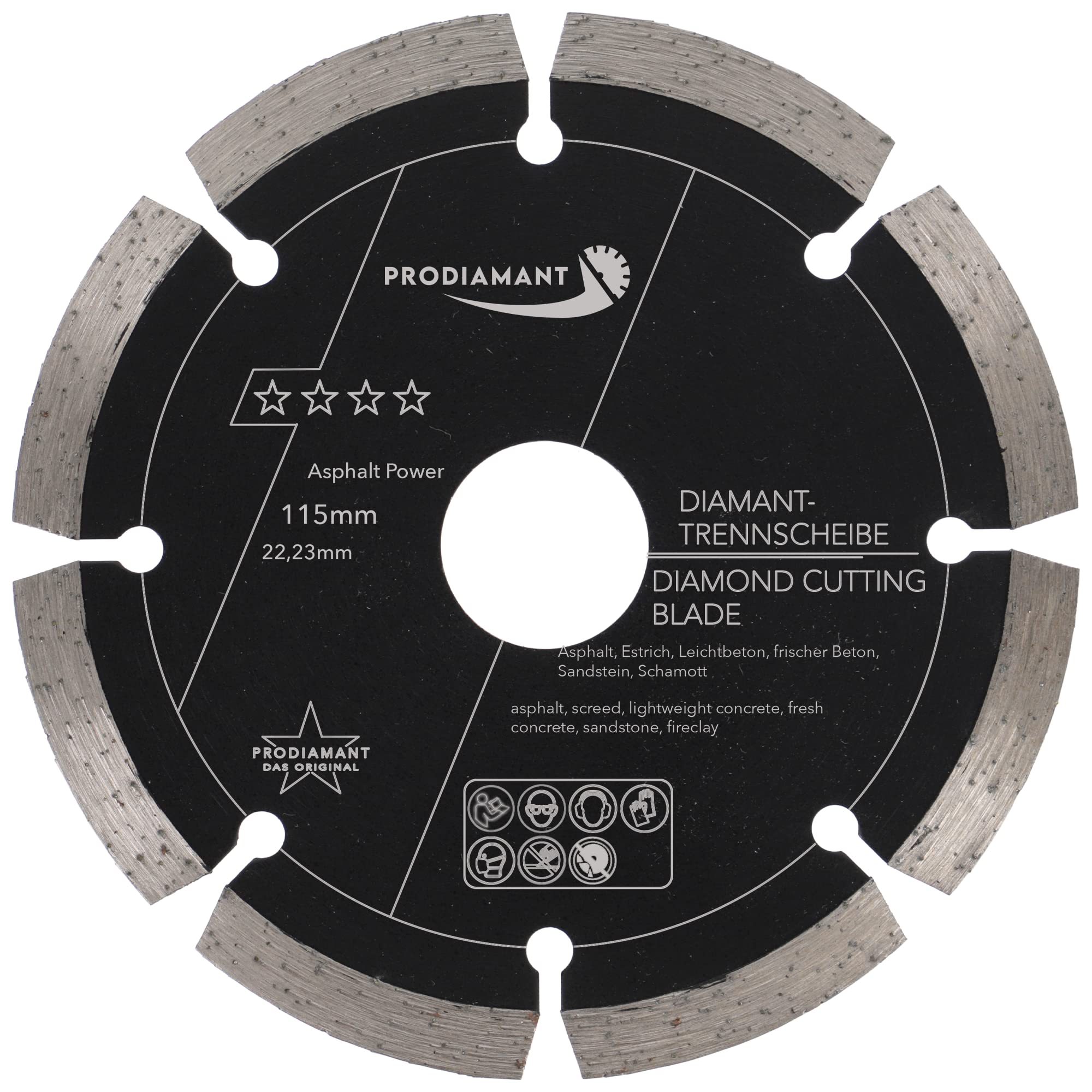PRODIAMANT diamond cutting disc 115 mm 4.5 inch x 22.2 mm abrasive for asphalt, screed, lightweight concrete, fresh concrete, sandstone and fireclay — image 1