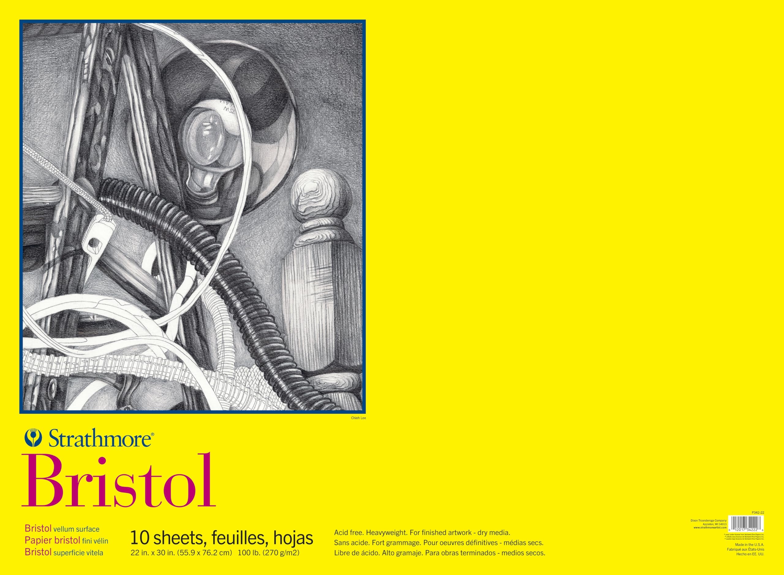 Photo 1 of Strathmore 300 Series Bristol Vellum Pad for Artists and Students, 22 x 30 inches, 10 Sheets for Drawing, Sketching, and Printing