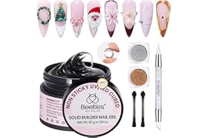 BEETLES GEL POLISH Beetles 3D Gel Nail Art Kit-Crystal Orb 3D Nail Art Clear 1 oz 5 in 1 Non-Sticky Hand Sculpting Building for Beginner DIY Salon at Home,Clear Solid Builder Nail Gel, UV & LED Lamp Cured Needed