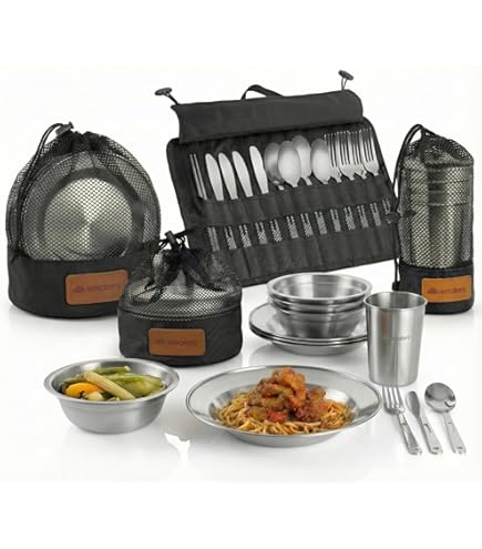 Amazon.com : Coleman 24-Piece Enamel Dinnerware Set for Outdoor