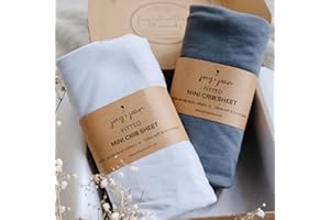 JOEY + JOAN Mini Portable 24x38 Fitted Crib Sheets – Compatible with Dream on Me, Delta Porta Crib and Arms Reach Ideal Cosleeper – 100% Jersey Cotton – Light + Dark Grey – 2 Pack
