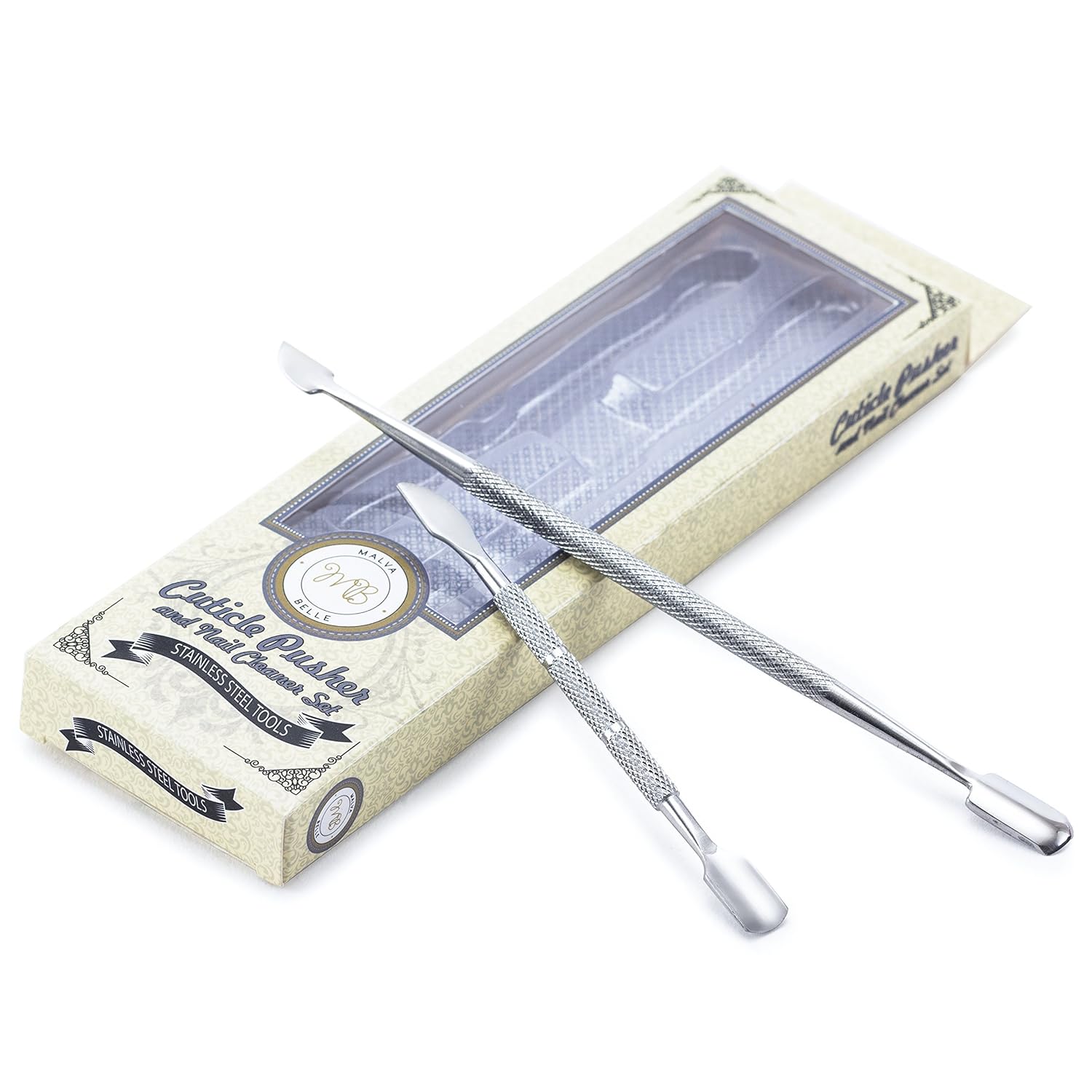 Best Cuticle Pusher and Spoon Nail Cleaner Set – Professional Stainless Steel Cuticle Remover Kit, Cutter and Trimmer Manicure and Pedicure Tools – for Fingernail and Toenails: Beauty