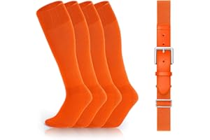 Youth Baseball Socks and Belt Combo, Set 2 Football Baseball Socks with Elastic Softball Belt for Boys