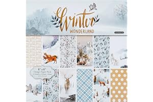 Sunch Craft Lot de 24 feuilles de papier cartonné unilatéral pour scrapbooking de Noël sur le thème de l'hiver pour la fabric