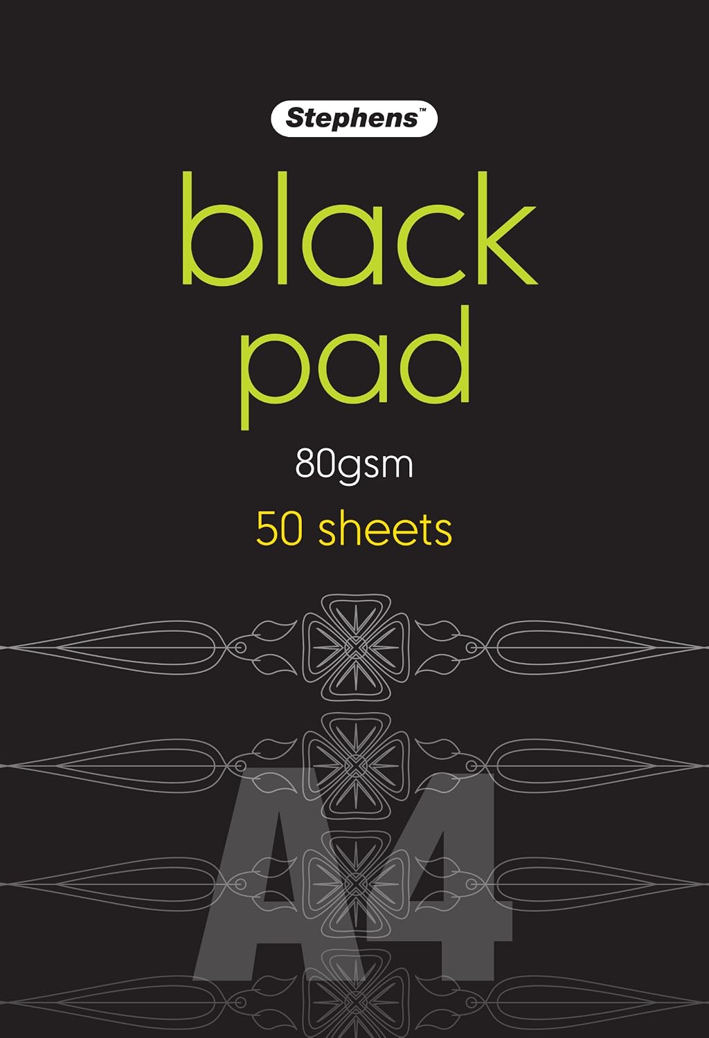 Stephens Black Coloured Paper Pad A4 80gsm 50 Sheets, Makes The Perfect Sketch Book, Craft Pad, Paint Pad, Notebook