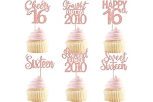 ZHUOWEISM 24 PCS Happy 16th Birthday Cupcake Toppers Sweet Sixteen Straight Outta 2012 Cupcake Picks Cheers to 16 Lengend Sin