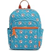 Premium Cotton Small Backpack, Aqua and Orange Bandana Paisley, One Size