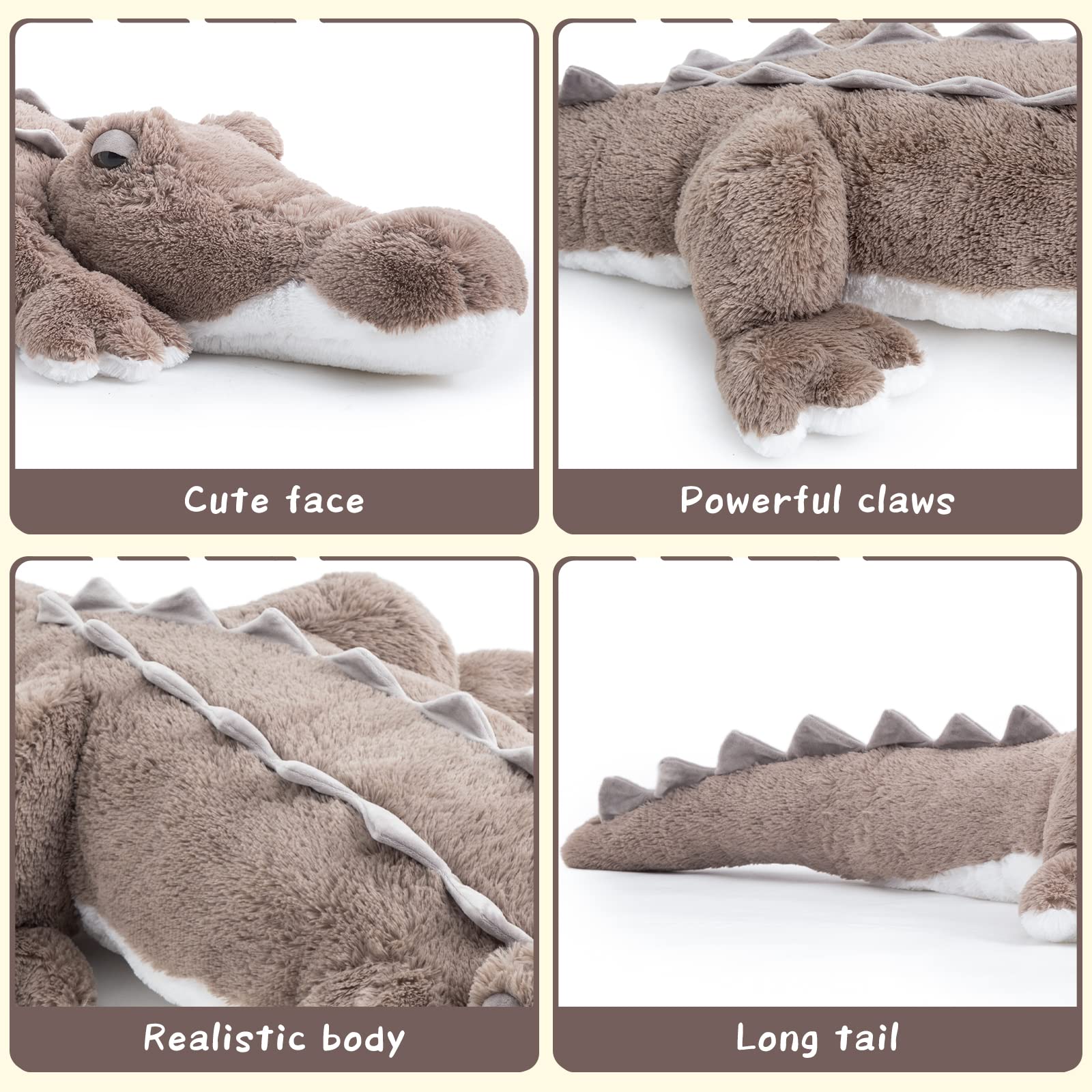 MorisMos 170cm lang riesen Krokodil Kuscheltier XXL, weich groß Aligator Stofftier Plüschtier,Plüsch Crokdil Spielzeug Kissen, crocodileteddy Geschenk Kinder Mädchen Baby 5