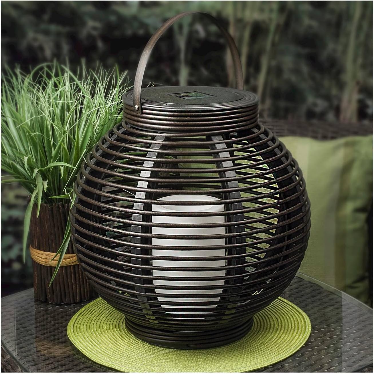 Threshold Large Flickering Solar Outdoor LED Lantern