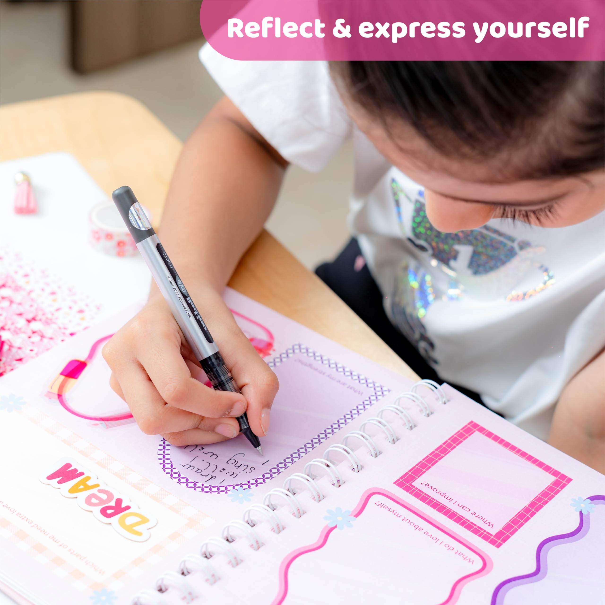 jackinthebox DIY Journal for Girls Ages 8-12, 242 pcs, Journaling kit, Tween Scrapbook, Includes 10 Mental Health Exercises, Girls Diary 8 9 10 11 12 Years