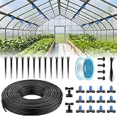 Pawfly 50ft Mist Drip Irrigation Kit - Quick-Connect Drip Irrigation System with 1/4" Tubing, Adjustable Misting Nozzles &amp; Drip Irrigation Parts for Greenhouse, Lawn, Patio and Raised Beds