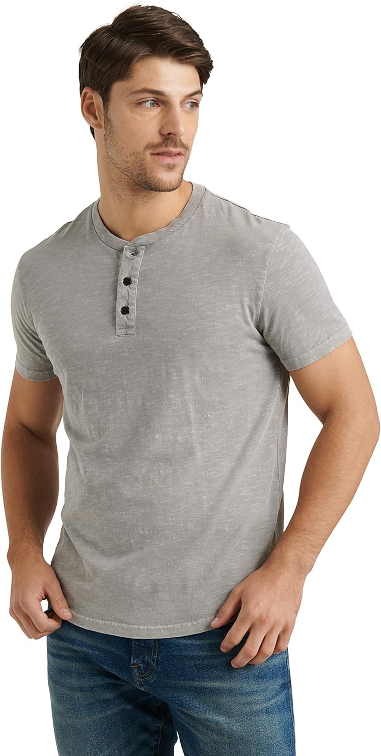 Lucky Brand Men's Short Sleeve Slub Henley T Shirt at  Men’s Clothing store