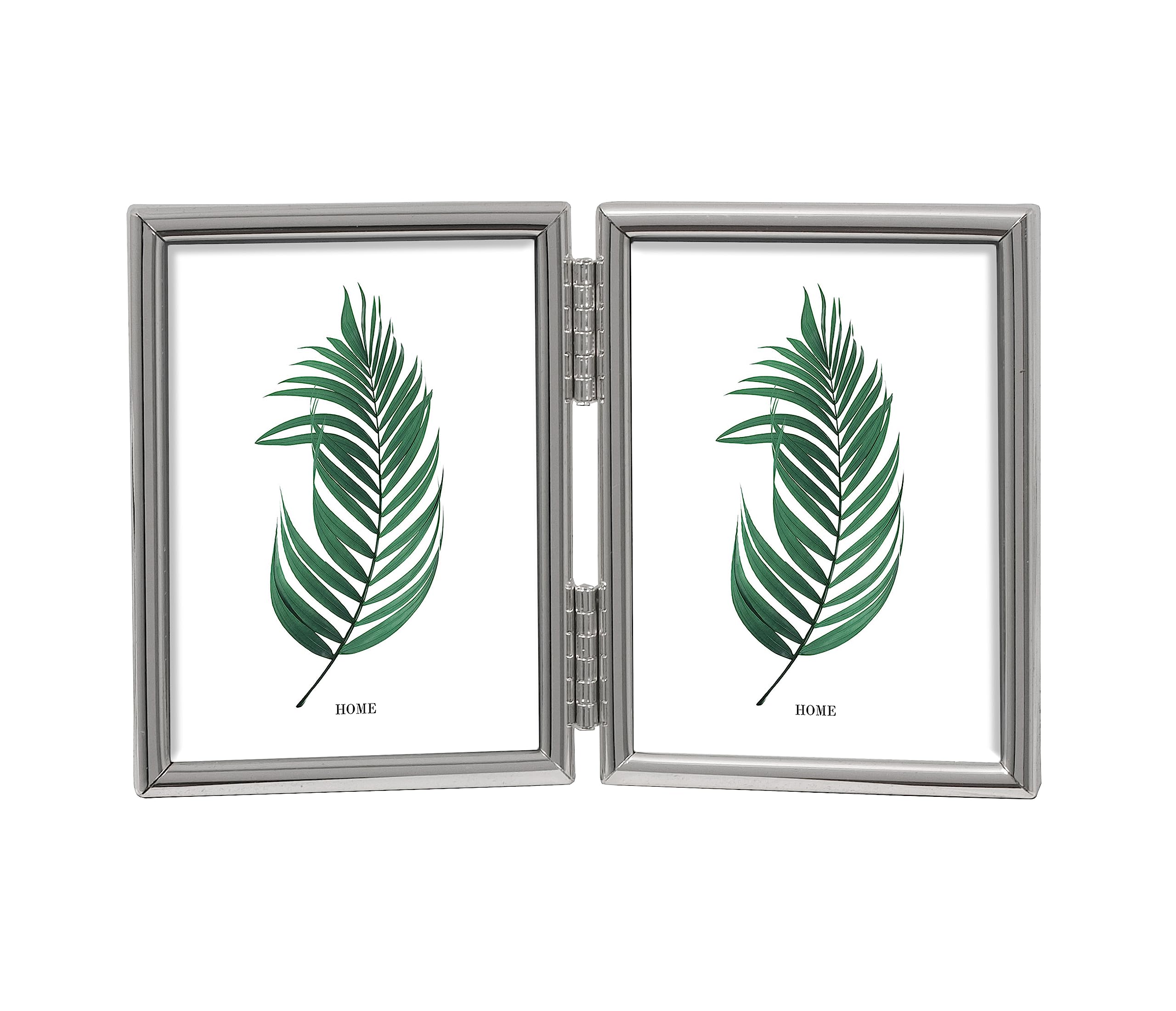 Inov8 Framing Tarnish Resistant Silver Plated Picture Frame - Thin Edge Double Frame Design for Two Photos 2.5x3.5 Inch (6.5 x 9cm)