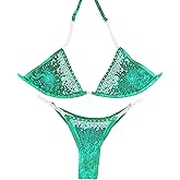 New, Never Worn Crystal Fitness Competition Bikini Suit- Eclipse Green