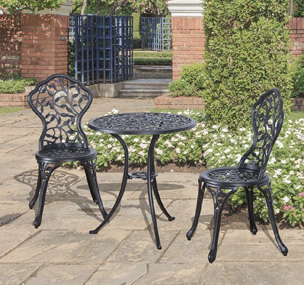 Purplebox Home Series Cast Aluminum Patio Bistro Furniture Set 3pcs in Antique Black Outdoor Furniture