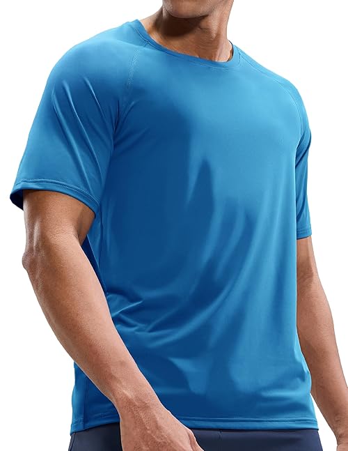 MIER Men's Running Workout T-Shirts Short Sleeve Quick Dry Athletic Gym Top Tee Performance Shirts, Classic Blue, M