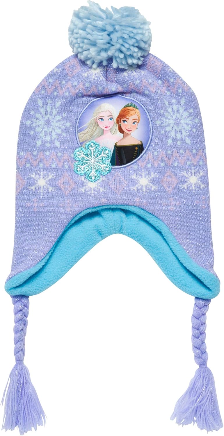 Disney Little Girls Frozen Elsa and Anna Beanie Hat and Gloves Cold Weather Set (Age 2-7): Clothing