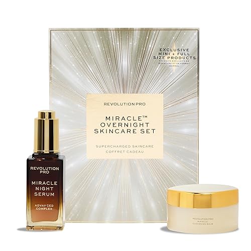 Revolution Pro Ultimate Miracle Overnight Skincare Gift Set, Nourishing Kit, Includes Pro Miracle Face Night Serum & Cleansing Balm, Vegan & Cruelty-Free