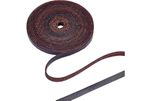 GORGECRAFT 197 Inch 0.4"/10mm Dark Brown Genuine Leather Strap Full Grain Belt Blank Strips Flat Leather Cord for Jewelry Making DIY Craft Sewing Projects Belts Keychains