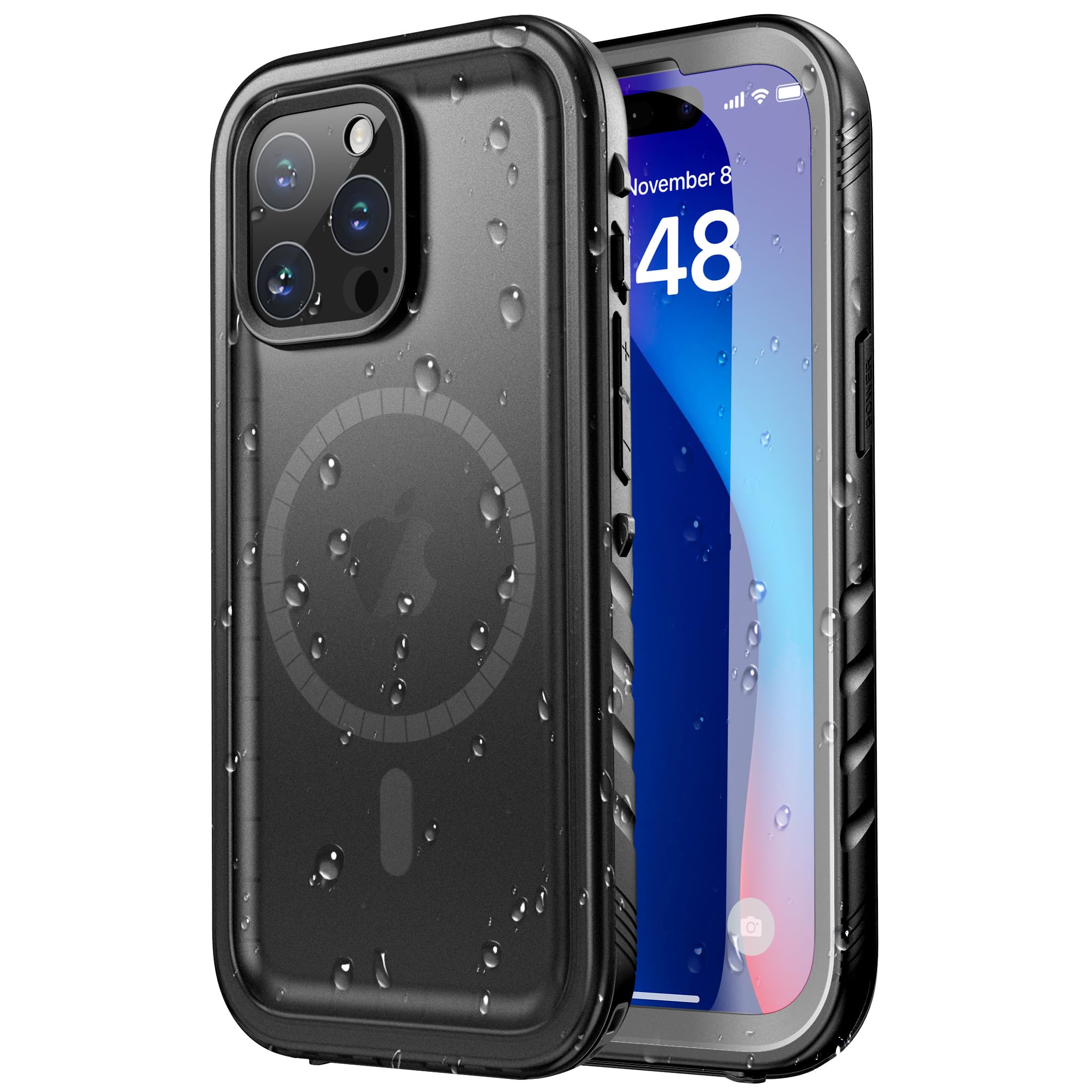 SPORTLINK Waterproof Case - Shockproof Heavy Duty Front Back Cover Built in Screen/Camera Protector 360 Full Body Protective IP68 Dustproof Military Bumper for iPhone 15 Pro (6.1"), Black-Magnetic — image 1